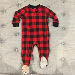 Carter's Red and Black Plaid Footie